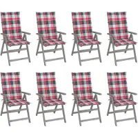 vidaXL Tuinstoelen 8 st verstelbaar met kussens acaciahout grijs