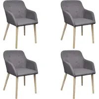 vidaXL Eetkamerstoelen 4 st stof en massief eikenhout donkergrijs