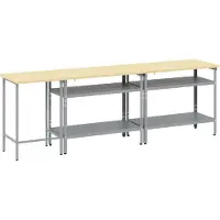 vidaXL Werkbankset 3 st Beige en Grijs Gepoedercoat staal