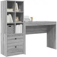 vidaXL Bureau Grijs Sonoma 145,5 x 40 x 127 cm 2 st