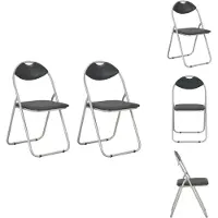 vidaXL Opklapbare eetkamerstoelen, 2 stuks, zwart, kunstleer - Eetkamerstoelen