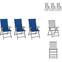 vidaXL Verstelbare tuinstoelen, 3 stuks, met kussens, massief acaciahout - Tuinstoelen