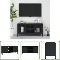 The Living Store Televisiekast - Zwart - 105 x 35 x 52 cm - Stalen constructie
