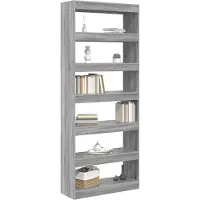 vidaXL Boekenkast 6-laags 80 x 30 x 198 cm Bewerkt hout Grijs Sonoma