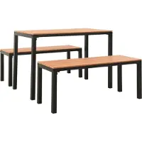 vidaXL 3-delige Tuinset staal en HKC bruin en zwart