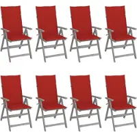 vidaXL Tuinstoelen 8 st verstelbaar met kussens acaciahout grijs