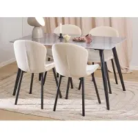 Ebuy24 Wicklow eethoek tafel met 4 stoelen grijs, beige.