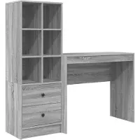 vidaXL Bureau Grijs Sonoma 135,5 x 40 x 127 cm 2 st