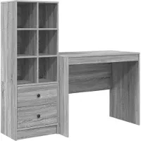 vidaXL Bureau Grijs Sonoma 135,5 x 50 x 127 cm 2 st