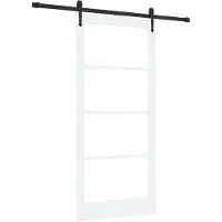 vidaXL Schuifdeur 93 x 202 cm Massief grenenhout en glas Wit