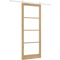 vidaXL Schuifdeur 93 x 232 cm Massief grenenhout en glas Naturel