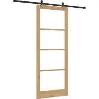 vidaXL Schuifdeur Naturel 93 x 232 cm Massief grenenhout en glas