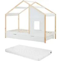 Vente-unique Hutbed hout wit 90 x 190 cm RINELYA