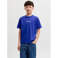 Jack & Jones JUNIOR T-shirt hardblauw Jongens Katoen Ronde hals Tekst - maat 128