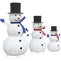 vidaXL Kerst Sneeuwman Familie 3 st 270 LED's Warmwit 55 x 122 cm Stof