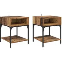 vidaXL Nachtkastje 2 st Oudhout 40 x 40 x 50 cm Bewerkt hout
