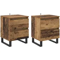 vidaXL Nachtkastje 2 st Oudhout 40 x 35 x 50 cm Bewerkt hout