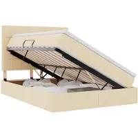 vidaXL LED opbergbed met matras Crème 140 x 200 cm Stof