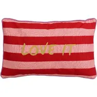 Mica Decorations Love It Sierkussen - Kussen met Kussenhoes - Woondecoratie Woonkamer - 55 x 35 x 10 cm - Katoen, Linnen, Polyester - Rood, Roze, Geel