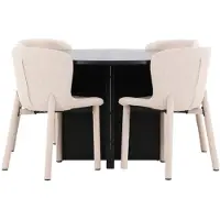 Ebuy24 Strada eethoek uittrekbare tafel Ø120cm, 170cm en 4 stoelen zwart, beige.