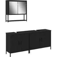 vidaXL Badkamermeubel Set 3 st Zwart 80 x 30 x 60 cm Bewerkt hout