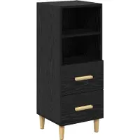 vidaXL Dressoir Zwart eiken 34 x 34,5 x 90 cm Bewerkt hout