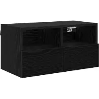 vidaXL TV Wandkasten 2 st Zwart Eiken Bewerkt hout