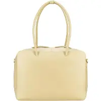 Jost Leren schoudertas met laptopvak Rania Bowling Bag Business Buttermilk Lichtgeel