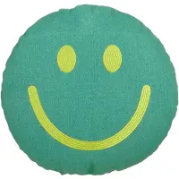 Mica Decorations Smiley Sierkussen - Kussen met Kussenhoes - Woondecoratie Woonkamer - Ø45 x 10 cm - Katoen, Polyester - Groen