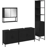 vidaXL Badkamermeubel Set 4 st Zwart 33 x 33 x 185,5 cm Bewerkt hout