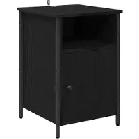 vidaXL - Nachtkastje - 2 - pcs - Zwart - Eiken - 40 - x - 42 - x - 60 - cm - Bewerkt - hout