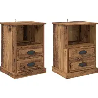 vidaXL Nachtkastje 2 st Oudhout 36 x 43 x 60 cm Bewerkt hout