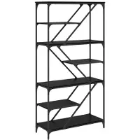vidaXL Boekenplank 9-laags 91 x 36 x 176 cm Bewerkt hout Zwart Eiken
