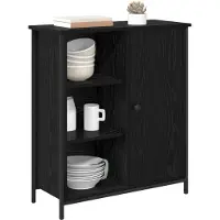 vidaXL Dressoir Zwart Eiken 70 x 30 x 80 cm Bewerkt hout