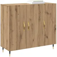 vidaXL Dressoir Artisan Eiken 90 x 34 x 80 cm Bewerkt hout