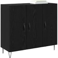 vidaXL Dressoir Zwart Eiken 90 x 32,5 x 80 cm Bewerkt hout
