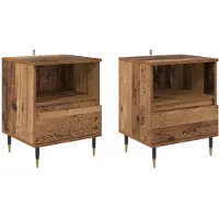 vidaXL Nachtkastje 2 st Oudhout 40 x 35 x 50 cm Bewerkt hout