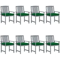 The Living Store De Living Store tuinstoelen met kussens, 8 stuks. Massief acaciahout, grijs