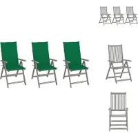 vidaXL Verstelbare tuinstoelen, 3 stuks, met kussens, massief acaciahout - Tuinstoelen