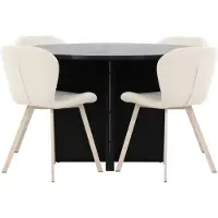 Ebuy24 Strada eethoek uittrekbare tafel Ø120cm, 170cm en 4 stoelen zwart, beige.