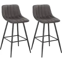 Happyment Luxe Barkurk Mambia - Industrial - Grijs - Barkrukken set van 1 - Barstoel Kruk - Barstoelen met rugleuning - Keukenstoel - Velvet