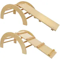 Merkloos Houten klimboog met glijbaan set - speelboog voor kinderen.