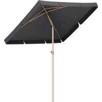 LifeGoods Parasol - Tuin - Balkonparasol - 200x125cm - 30° Kantelbaar - Waterdicht - UPF50+ - Houtkleurige coating - Donkergrijs