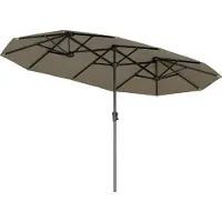 LifeGoods Dubbele Parasol - Tuin - 220x400cm - tot 8 Personen - Waterdicht - UPF50+ - Taupe