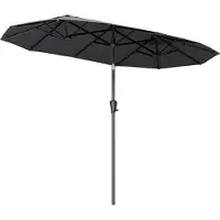 LifeGoods Dubbele Parasol - Tuin - 160x300cm - tot 8 Personen - Waterdicht - UPF50+ - Donkergrijs