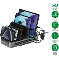 4smarts Bureaulader 100 W USB-A, USB-C, Lightning, Micro-USB Quick Charge, USB PD Zwart, Grijs Binnen USB Power Delivery (USB-PD)