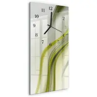 Tulup Wandklok - Abstracte lijnen Klok Glas Met Opdruk - 30x60 cm - Groente Moderne Wandklok Glas - Zwarte Handen - Rechthoekige Wandklok - Moderne Wandklok Glas - Wandklok Glas Decoratie