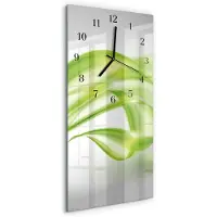 Tulup Wandklok - Abstracte lijnen Wandklok Glas Met Motief - 30x60 cm - Groente Decoratieve Glazen Klok - Zwarte Handen - Rechthoekige Wandklok - Moderne Wandklok Glas - Wandklok Glas Decoratie