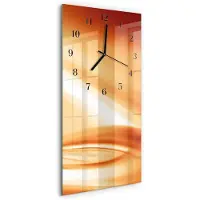 Tulup Wandklok - Abstractie Gekleurde Glazen Klok - 30x60 cm - Oranje Glazen Klok Met Print - Zwarte Handen - Rechthoekige Wandklok - Glazen Klok Met Print - Wandklok Glas Met Motief