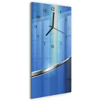 Tulup Wandklok - Patroon Decoratieve Glazen Klok - 30x60 cm - Blauw Glazen Wandklok Design - Zwarte Handen - Rechthoekige Wandklok - Glazen Wandklok Design - Klok Glas Met Opdruk